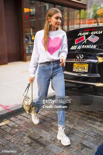 Gigi Hadid is seen in NoHo on June 19, 2018 in New York City.
