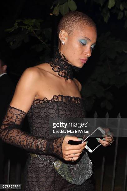 Adwoa Aboah attending the Serpentine Gallery and Chanel Summer Party 2018 on June 19, 2018 in London, England.
