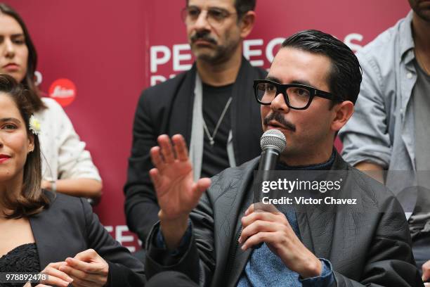 Film director Manolo Caro attends a press conference to promote the film "Perfectos Desconocidos" at Condesa DF Hotel on June 19, 2018 in Mexico...