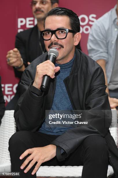 Film director Manolo Caro attends a press conference to promote the film "Perfectos Desconocidos" at Condesa DF Hotel on June 19, 2018 in Mexico...