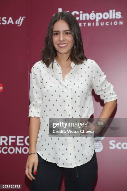 Camila Salas attends a press conference to promote the film "Perfectos Desconocidos" at Condesa DF Hotel on June 19, 2018 in Mexico City, Mexico.