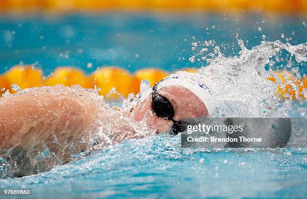 Bronte Barratt of Queensland competes in the Womens 400m Freestyle during day five of the 2010 Australian Swimming Championships at Sydney Olympic...