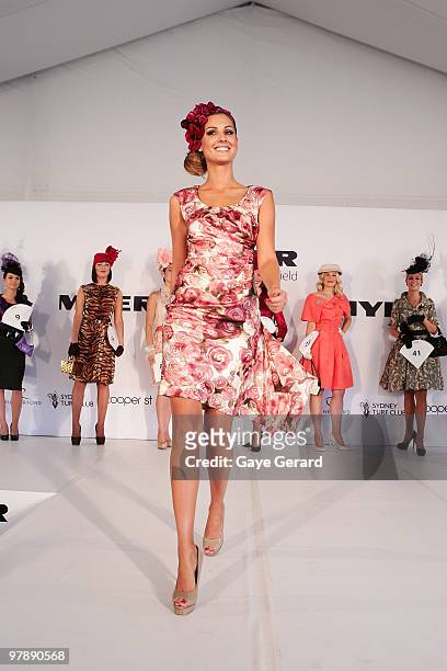 Judge Laura Dundovic attends Myer Ladies Day as part of the Golden Slipper Racing Carnival at Rosehill Gardens on March 20, 2010 in Sydney, Australia.