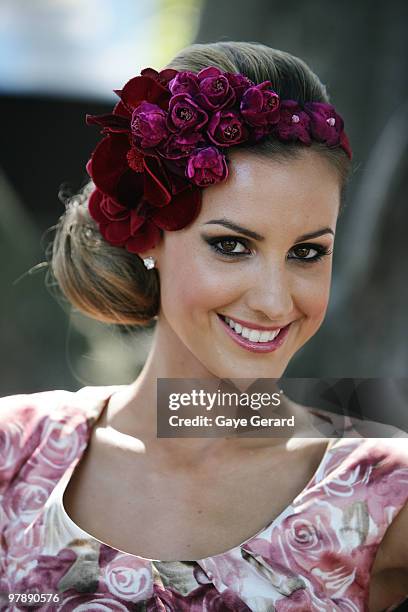 Laura Dundovic attends Myer Ladies Day as part of the Golden Slipper Racing Carnival at Rosehill Gardens on March 20, 2010 in Sydney, Australia.