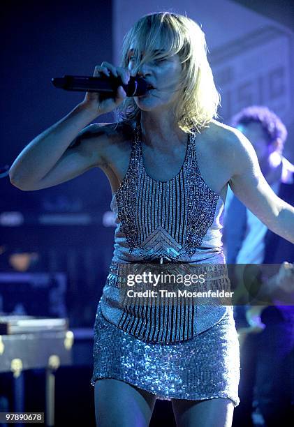 Emily Haines of Metric performs at Stubbs Bar-B-Q as part of Day Three of SXSW 2010 on March 19, 2010 in Austin, Texas.