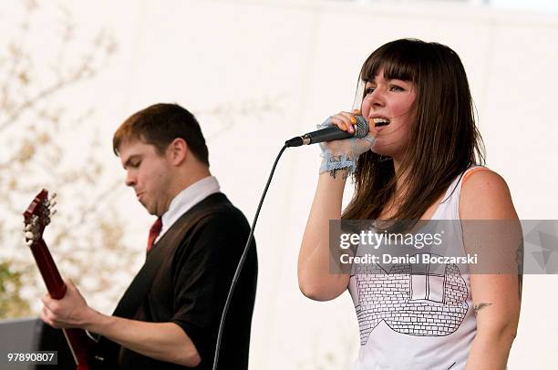 Derek Miller and Alexis Krauss of Sleigh Bells perform at Carniville during the third day of SXSW on March 19, 2010 in Austin, Texas.