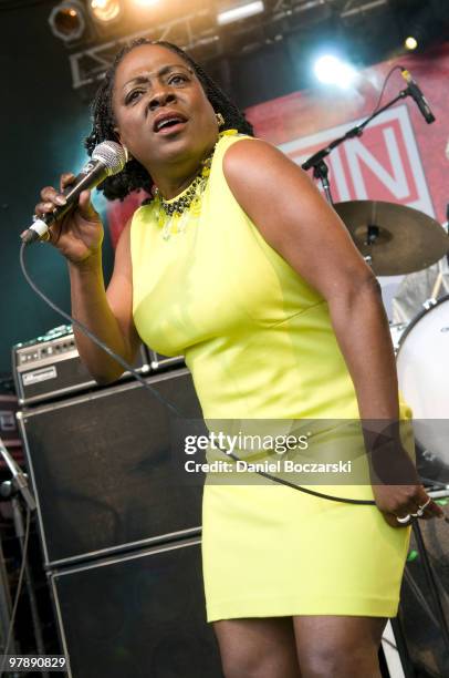 Sharon Jones of Sharon Jones & The Dap-Kings performs at SPIN's Stubb's event during the third day of SXSW on March 19, 2010 in Austin, Texas.