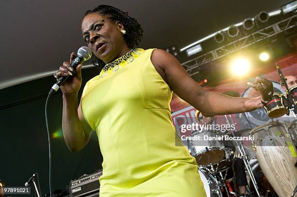 Sharon Jones of Sharon Jones & The Dap-Kings performs at SPIN's Stubb's event during the third day of SXSW on March 19, 2010 in Austin, Texas.