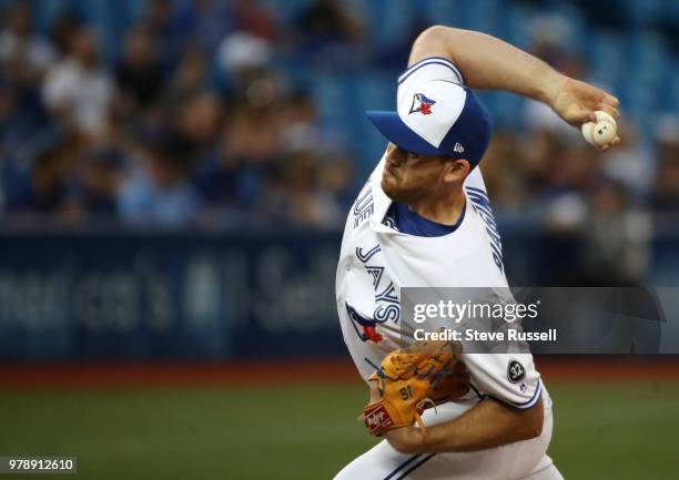 Toronto Blue Jays relief pitcher Joe Biagini as the Toronto Blue Jays lose to the Atlanta Braves 11-4 at Rogers Centre in Toronto. June 19, 2018.