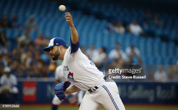 Toronto Blue Jays starting pitcher Jaime Garcia as the Toronto Blue Jays lose to the Atlanta Braves 11-4 at Rogers Centre in Toronto. June 19, 2018.