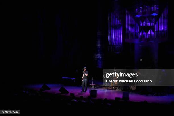 Comedian Demetri Martin performs onstage during Lincoln Center Corporate Fund's Stand Up & Sing for the Arts at Alice Tully Hall on June 19, 2018 in...