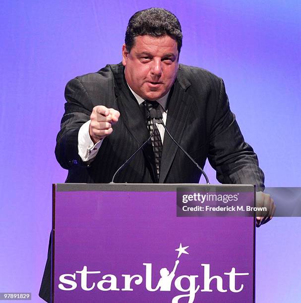 Actor Steve Schirripa speaks during the Starlight Children's Foundation's annual 2010 "A Stellar Night" gala at the Hyatt Regency Century Plaza Hotel...