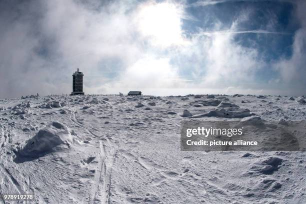 Exterior view of the measuring station of the German Weather Service on the Brocken peak in the Harz Mountains in Schierke, Germany, 01 March 2018....