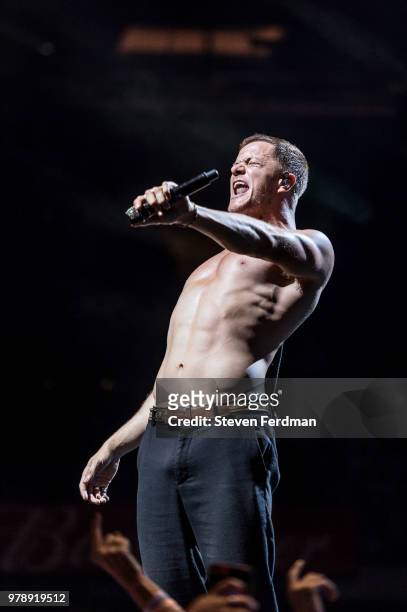 Dan Reynolds of Imagine Dragons performs live on stage at Madison Square Garden on June 19, 2018 in New York City.