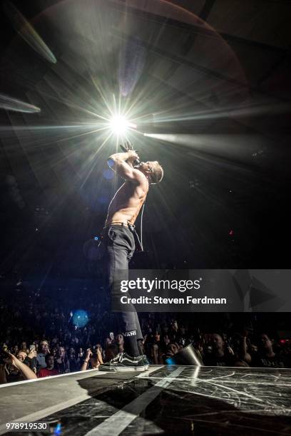 Dan Reynolds of Imagine Dragons performs live on stage at Madison Square Garden on June 19, 2018 in New York City.