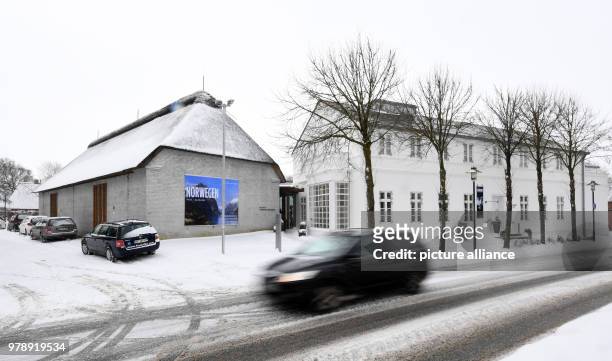 March 2018, Germany, Alkersum: View onto the Museum of West Coast Art on Foehr island. The museum is starting this year's exhibition season with the...