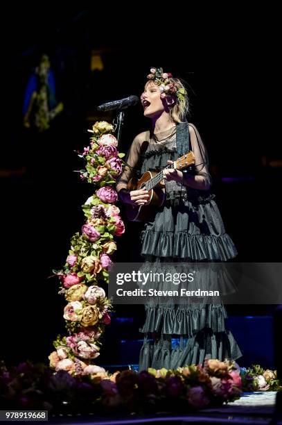 Grace VanderWaal performs live on stage during Imagine Dragons in concert at Madison Square Garden on June 19, 2018 in New York City.