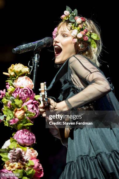 Grace VanderWaal performs live on stage during Imagine Dragons in concert at Madison Square Garden on June 19, 2018 in New York City.