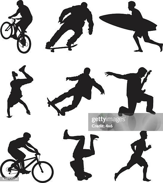assorted active people - breakdancing stock illustrations