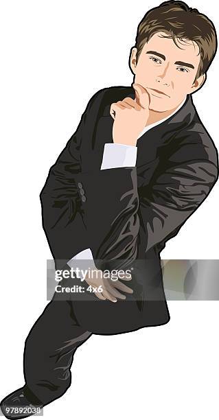 thinking about business - professional facing camera stock illustrations