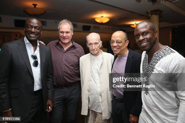 Yusef Salaam, Jay O. Sanders, Allan Buchman, Jeffery Robinson, and Gbenga Akinnagbe attend the reception for Who We Are: A Chronicle Of Racism In...