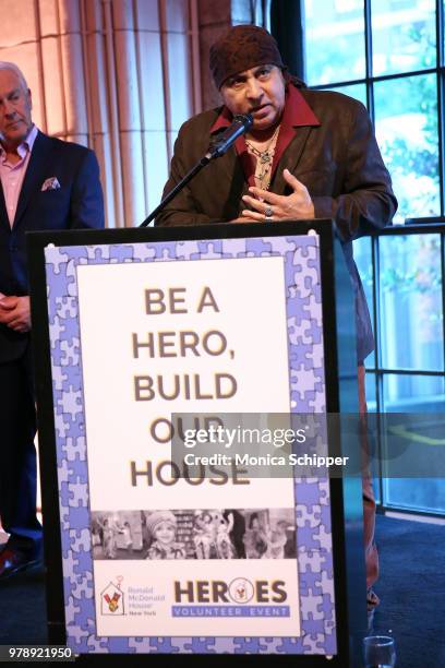 Steven Van Zandt speaks on stage during the Ronald McDonald House New York Heroes Volunteer Event on June 19, 2018 in New York City.