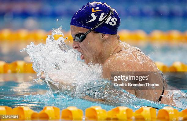 Leisel Jones of Victoria competes in the Womens 100m Breaststroke during day five of the 2010 Australian Swimming Championships at Sydney Olympic...