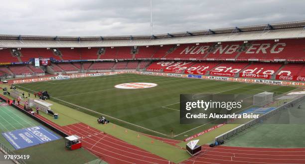 Picture shows an overview of the Easy Credit Stadium on March 20, 2010 in Nuremberg, Germany.