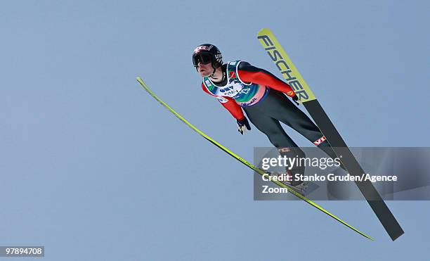 Anders Jacobsen of Norway takes the Bronze Medal during the FIS Ski Flying World Championships, Day 2 HS215 on March 20, 2010 in Planica, Slovenia.