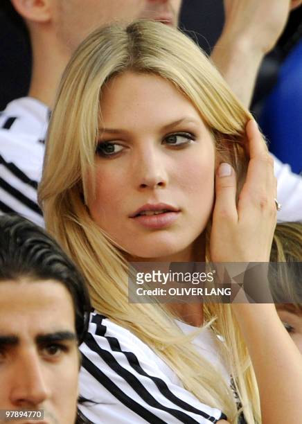 German topmodel and girlfriend of German midfielder Bastian Schweinsteiger, Sarah Brandner, is pictured before the Euro 2008 Championships...