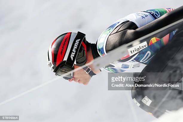 Jernej Damjan of Slovenia competes during the individual event of the Ski jumping World Championships on March 20, 2010 in Planica, Slovenia.