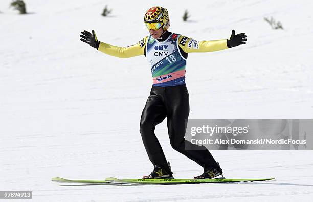 Noriaki Kasai of Japan competes during the individual event of the Ski jumping World Championships on March 20, 2010 in Planica, Slovenia.