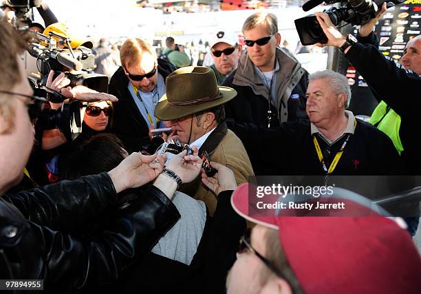 Team owner Jack Roush speaks to the media during a press conference at Bristol Motor Speedway on March 20, 2010 in Bristol, Tennessee.