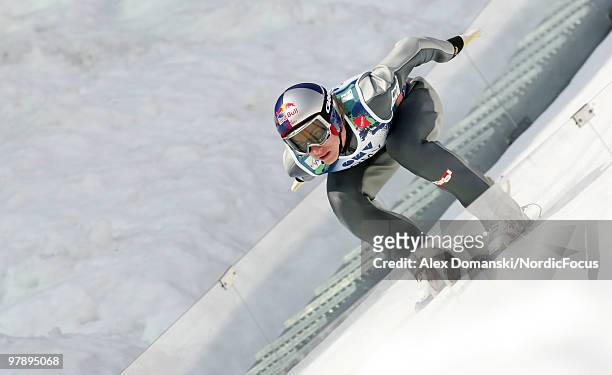 Gregor Schlierenzauer of Austria competes during the individual event of the Ski jumping World Championships on March 20, 2010 in Planica, Slovenia.