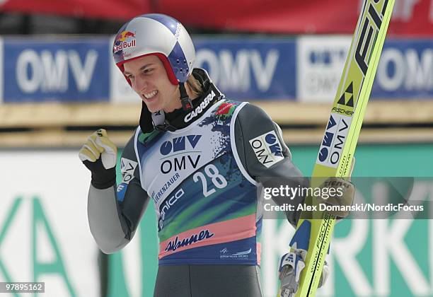 Gregor Schlierenzauer of Austria reacts during the individual event of the Ski jumping World Championships on March 20, 2010 in Planica, Slovenia.
