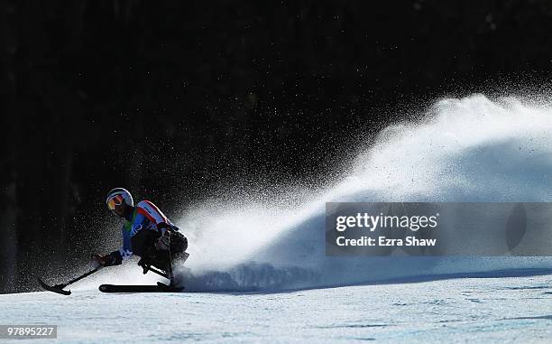 Heath Calhoun of USA competes in the Men's Sitting Super-G during Day 8 of the 2010 Vancouver Winter Paralympics at Whistler Creekside on March 19,...