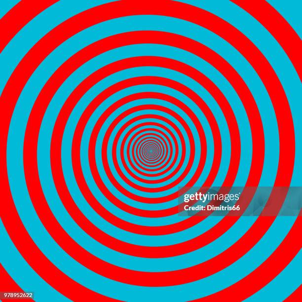 stockillustraties, clipart, cartoons en iconen met rode en blauwe hypnotische spiraal - illusie