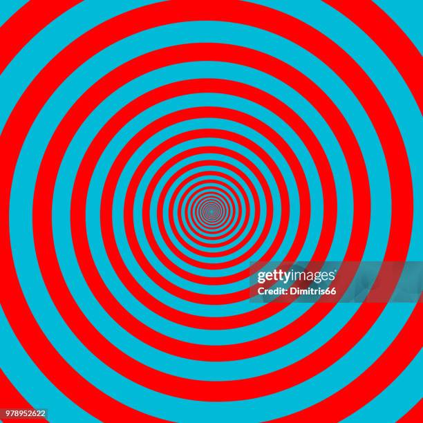 red and blue hypnotic spiral - optical illusion stock illustrations