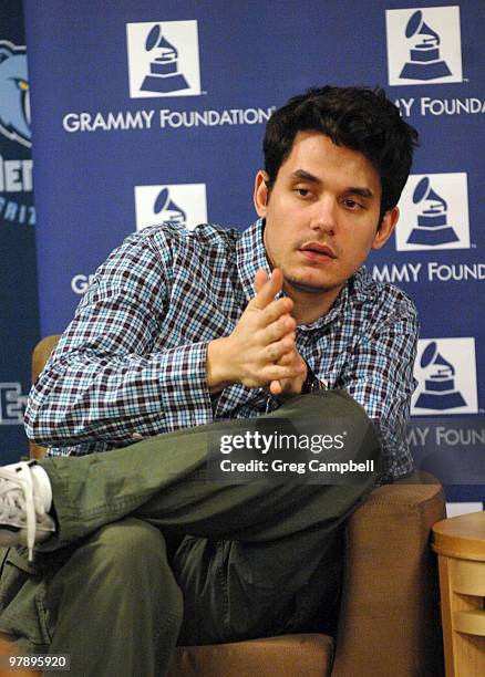 John Mayer answers student's questions during the Memphis GRAMMY SoundChecks with John Mayer at FedExForum on March 19, 2010 in Memphis, Tennessee.