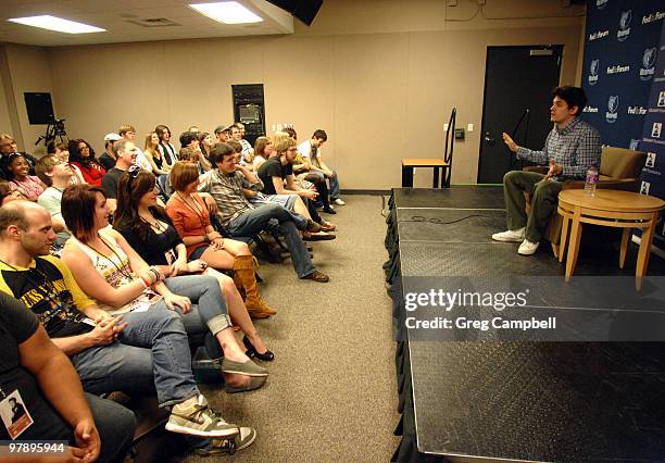 John Mayer answers student's questions during the Memphis GRAMMY SoundChecks with John Mayer at FedExForum on March 19, 2010 in Memphis, Tennessee.