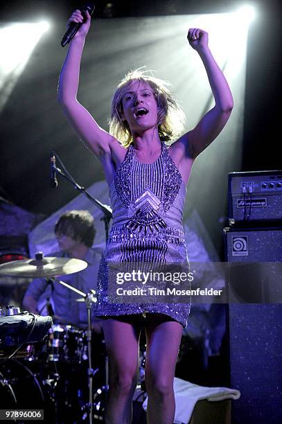 Emily Haines of Metric performs at Stubbs Bar-B-Q as part of Day Three of SXSW 2010 on March 19, 2010 in Austin, Texas.