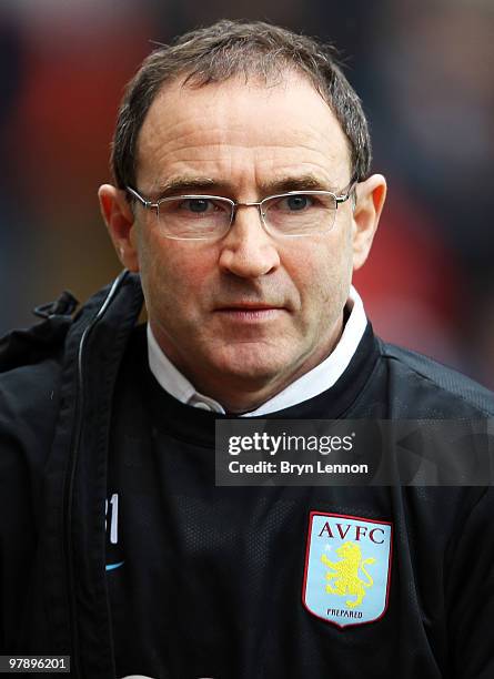 Aston Villa manager Martin O'Neill looks on prior to the Barclays Premier League match between Aston Villa and Wolverhampton Wanderers at Villa Park...