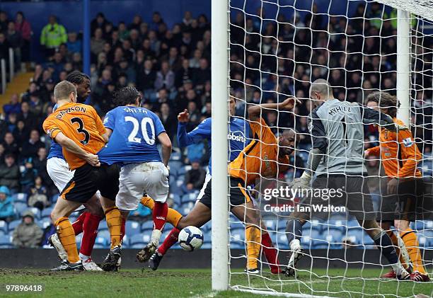 Tommy Smith of Portsmouth scores a goal during the Barclays Premier League match between Portsmouth and Hull City at Fratton Park on March 20, 2010...