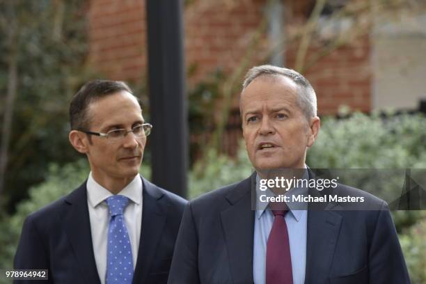 The Leader of the Opposition Bill Shorten , joined by Shadow Ministers Andrew Leigh and Julie Collins, visit the Goodwin Village aged care facility...