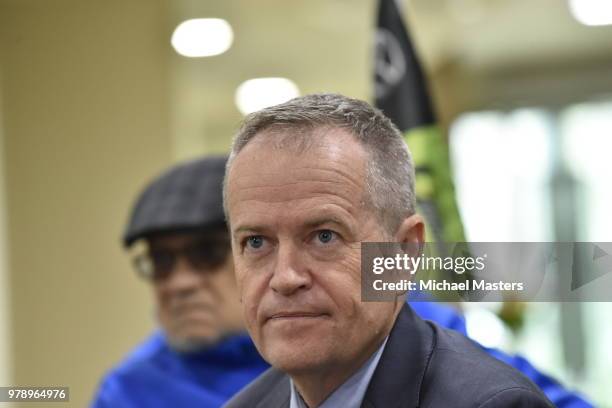 The Leader of the Opposition Bill Shorten, joined by Shadow Ministers Andrew Leigh and Julie Collins, visits the Goodwin Village aged care facility...