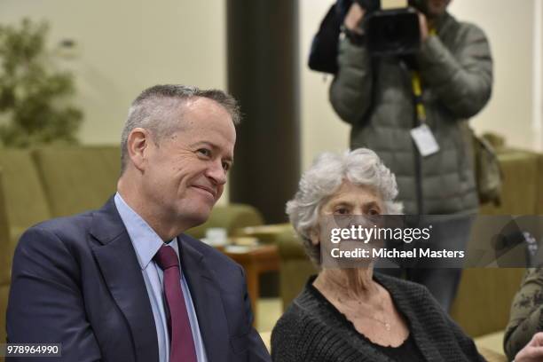 The Leader of the Opposition Bill Shorten, joined by Shadow Ministers Andrew Leigh and Julie Collins, visits the Goodwin Village aged care facility...