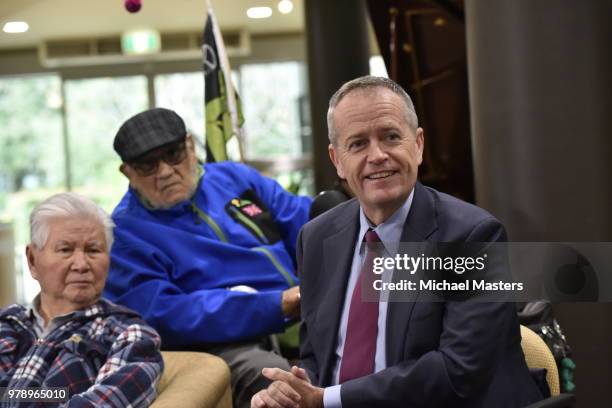 The Leader of the Opposition Bill Shorten, joined by Shadow Ministers Andrew Leigh and Julie Collins, visits the Goodwin Village aged care facility...