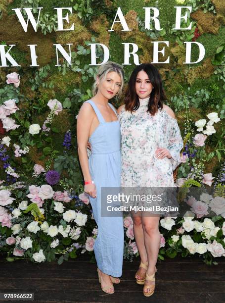 Brittney Berault and Jillian Rose Reed pose for portrait at We Are Kindred Resort Collection Launch at E.P. & L.P. On June 19, 2018 in West...