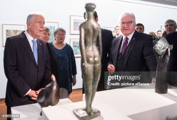 Dpatop - German President Frank-Walter Steinmeier and Portuguese President Marcelo Rebelo de Sousa visit the Guenter Grass exhibition at the Casa...