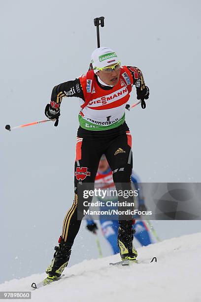 Simone Hauswald of Germany competes during the women's pursuit in the E.On Ruhrgas IBU Biathlon World Cup on March 20, 2010 in Oslo, Norway.